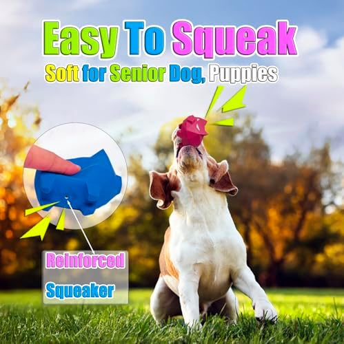 Latex Squeaky Dog Toys for Small & Medium Dogs 2-Pack, 3.9x2.5x2.5'' | Soft Rubber, Lightweight, Float On Water, Reduce Boredom, Fun Fetch, Chase, Puppy Indoor Outdoor Playing