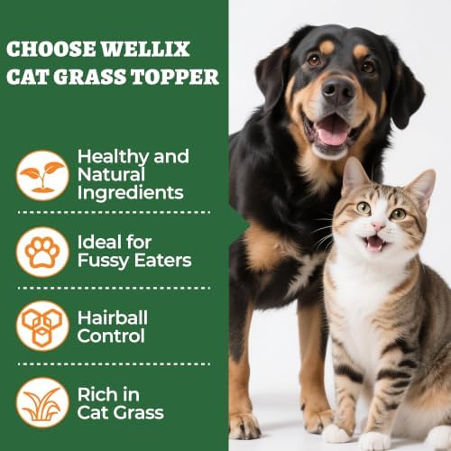 Wellix 14.1oz Freeze Dried Cat Grass Topper for Cats & Dogs