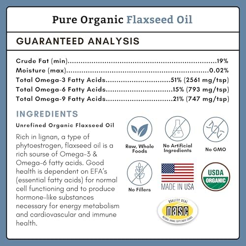 Omega 3 for Dogs and Cats, 16 Oz, Flaxseed Oil for Dogs and Cats