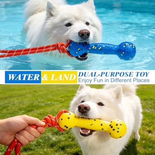 EXPAWLORER Floating Dog Toys 2 Pack, Durable ETPU Dog Water Toys with Rope, Interactive Pool Toy Dummy Bumper for Water Fetch Retrieving, Pool Beach Lake Fetch, Not for Aggressive Dogs