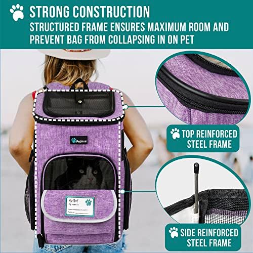 PetAmi Dog Backpack Carrier, Airline Approved, 4-Way Entry, Purple