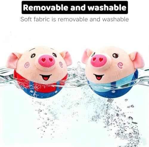 2Pack Interactive Dog Toys, Dog Toys to Keep Them Busy, Dog Birthday Gift | Jumping Squeaky Dog Toys with Recording and Music Modes, Dog Toys to Keep them Busy (2Pack: Blue Pig+Red Pig Casing)