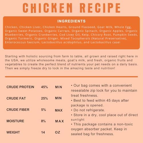 Shepherd Boy Farms Freeze Dried Dog Food - Chicken Recipe, Made in USA 14oz