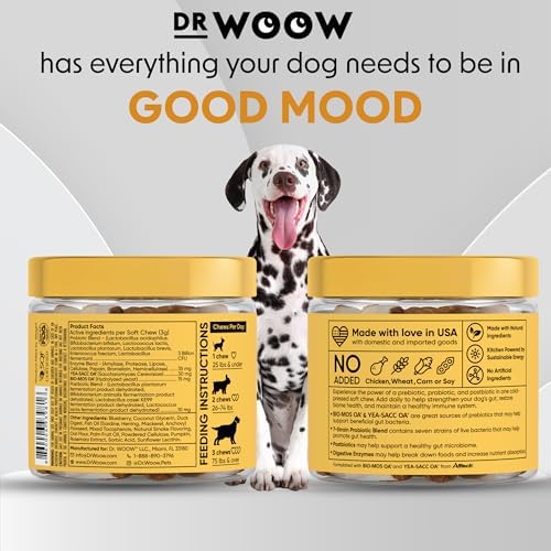 Probiotics Supplements for Dogs Soft Chews (90 CT) – Digestive Support + Gut Balance & Healthy Stool Support – Probiotics + Digestive Enzymes – Duck & Pumpkin Flavor – Made in USA