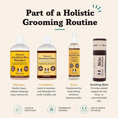 Natural Dog Company Sensitive Skin Dog Conditioner – Oatmeal Moisturizing for Sensitive & Itchy Skin, Detangling Grooming Formula for Long Haired Dogs, with Manuka Honey & Chamimile, 128 oz