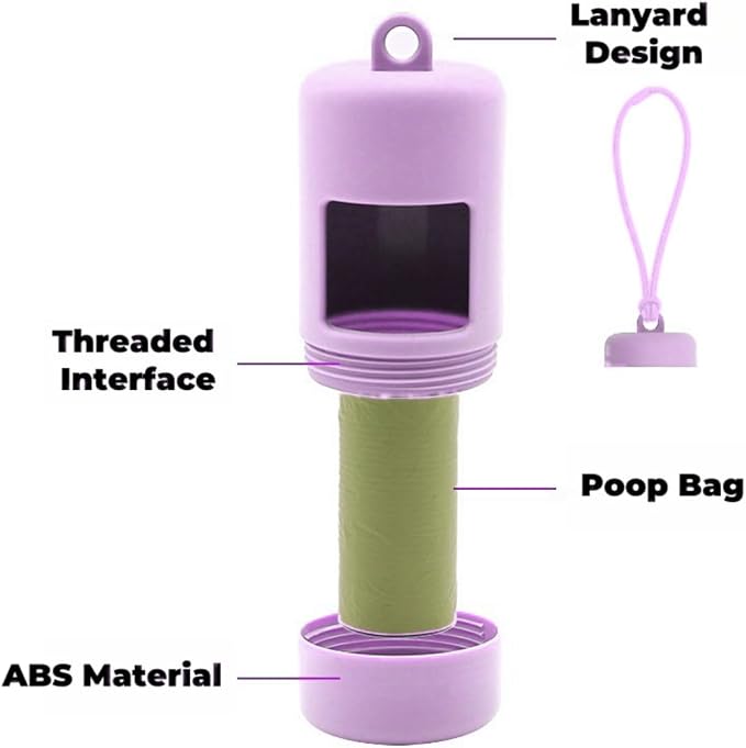 QMEAKMONY Dog Poop Bag Holder for Leashes Compact and Lightweight Poop Bag Dispenser Dog Waste Holder Easy Replacement and Cleaning (Purple)