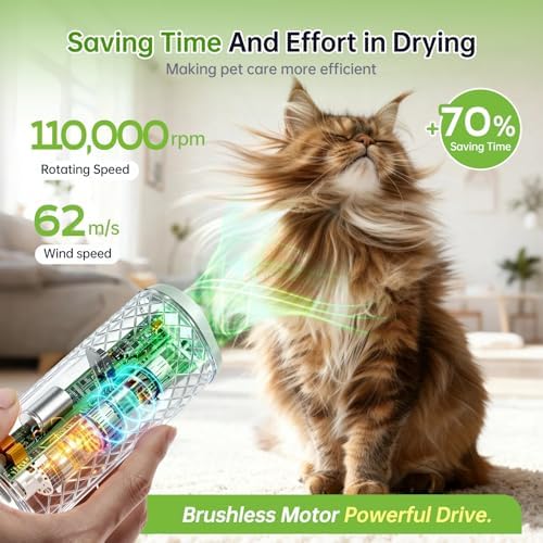 Dog Dryer for Pet Grooming,Pet Neck-Hanging Hair Dryer,Alternating Hot and Cold Airflow.Handheld & Hands-Free.Low-Noise, Ultra-Lightweight.High Wind Speeds.Adjustable Heat & Speed