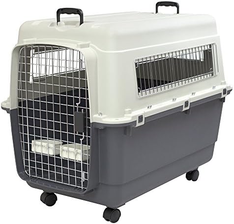SportPet Designs Plastic Kennels Rolling Plastic Wire Door Travel Dog Crate- XX-Large