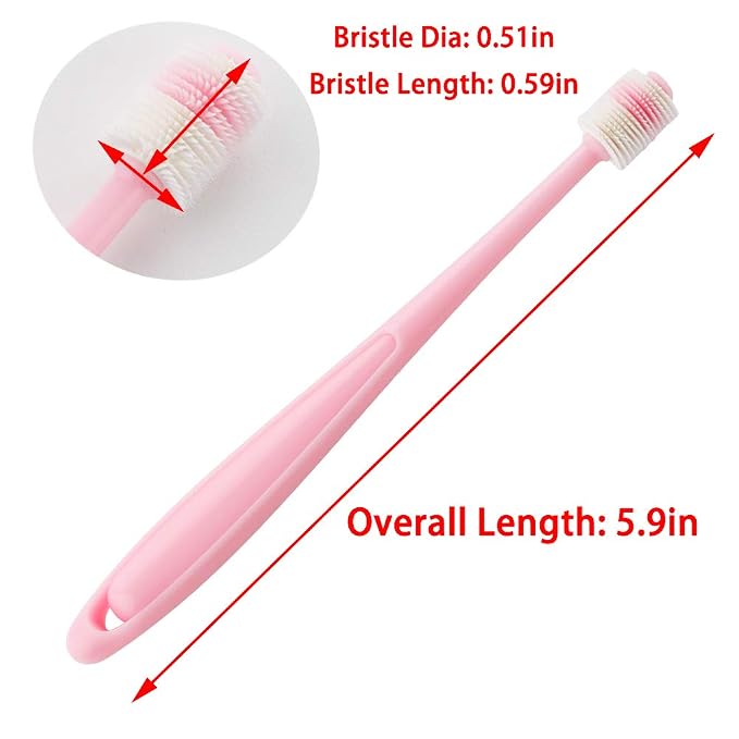 DQITJ 2 Pcs 360-Degree Small Dog and Cat Toothbrush, Bristle Diameter 0.51", Soft Silicone Deep Pet Teeth Cleaning Kit (Colors May Vary)