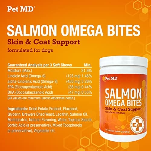 Pet MD Salmon Omega Bites and Hydrocortisone Spray Bundle - Allergy and Itch Relief Bundle for Dogs