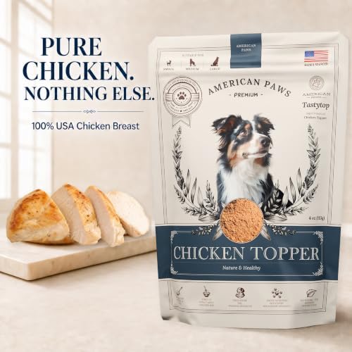 American Paws All-Natural Chicken Dog Food Topper - High Protein Pure Chicken Breast Flavor Enhancer for Picky Eaters, 4 oz Pouches (Pack of 2), Sourced and Made in USA