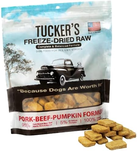 Tucker's Raw Frozen Freeze Dried Raw Dog Food, Pork, Beef & Pumpkin Formula 14oz
