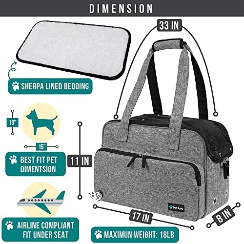 PetAmi Small Dog Purse Carrier, Airline Approved, Soft-Sided Tote, Gray