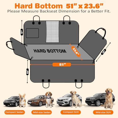 URPOWER PU Leather Hard Bottom Dog Car Seat Cover - Back Seat Extender