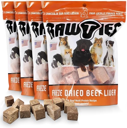 Premium Freeze-Dried Raw Beef Liver for Dogs – 100% USA-Sourced Raw Meat Dog Food – Grain-Free, No Fillers, High Protein Nutrition for Small & Large Breeds, 4 Pack