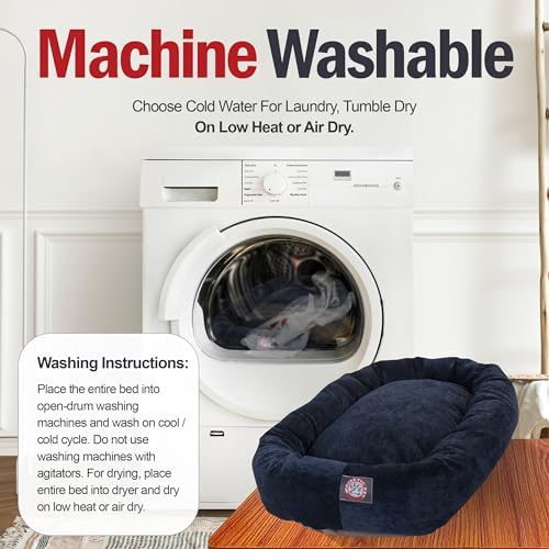 Majestic Pet Micro Velvet Calming Dog Bed, 32 Inch Medium, Washable, Navy