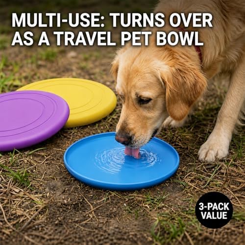 Dog Frisbee, Floating, 7in, 3-Pack
