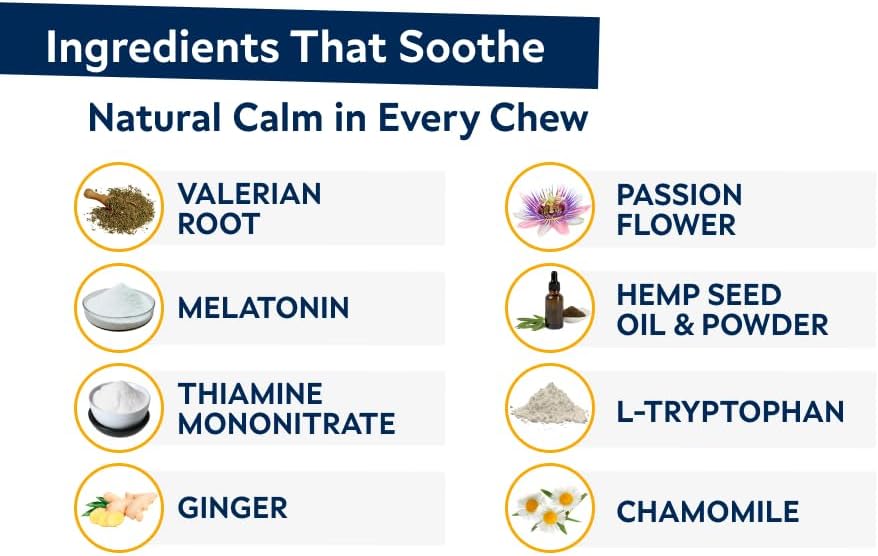 STRELLALAB Hemp Calming Chews for Dogs, Melatonin, 120-Pack, 120ct
