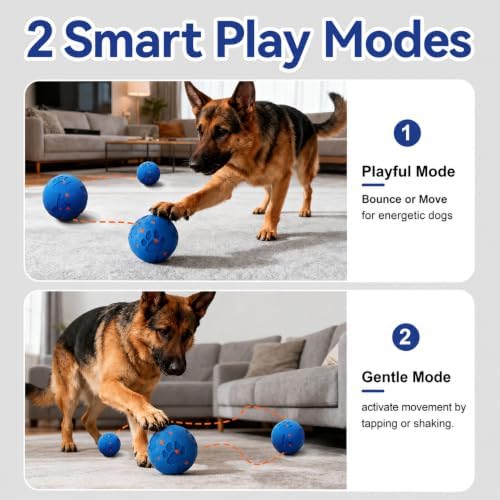 Interactive Dog Ball,Random Path Electric Moving Dogs Toy | Motion-Activated Automatic Rolling Interactive Dog Toy, USB-C Charging, 2 Modes, For Medium/Large Dogs