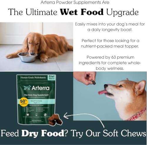 Adult Dog Powder Supplement & Food Topper - 46 Ingredients - 30 Scoops | For Gut, Immune & Brain Health, Daily Longevity Multivitamin for Whole Body Wellness