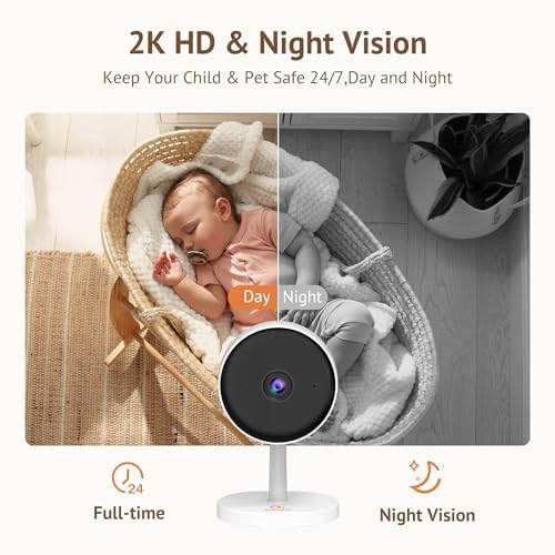 Girafit 3MP 2K Indoor Camera 5GHz & 2.4GHz,Indoor Home Security Cameras for Baby/Elder/Dog/Pet Camera with Phone app, Motion Detection, 2-Way Talk, US Cloud & SD Card Storage