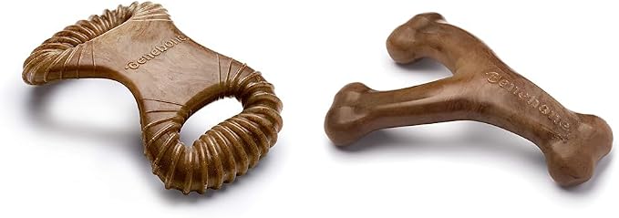 Benebone Dental Durable Dog Chew Toy for Aggressive Chewers, Real Bacon, Made in USA, Small & Wishbone Durable Dog Chew Toy for Aggressive Chewers, Made in USA, Small, Real Bacon Flavor