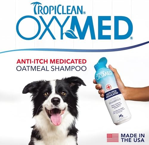 TropiClean OxyMed Medicated Dog Shampoo, Soothing Oatmeal Formula, 20oz | For Allergies & Itching | Dry Itchy Skin, Seborrhea & Hot Spots | Medicated Oatmeal | Cat Safe