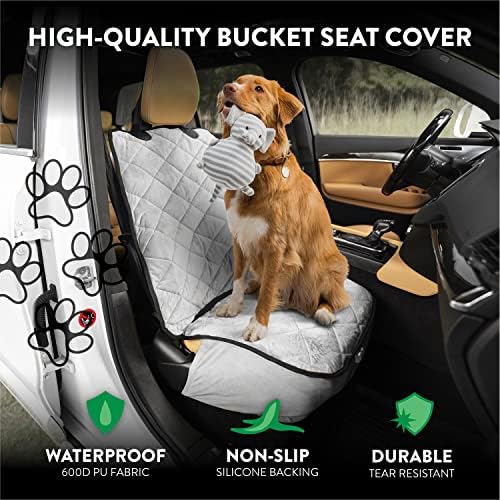 Plush Paws Premium Bucket Car Seat Protector - Grey, Front Seat