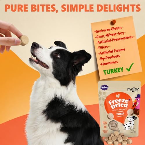 MAJOR PETS 5oz Turkey Freeze Dried Grain Free Dog Treats Made in USA