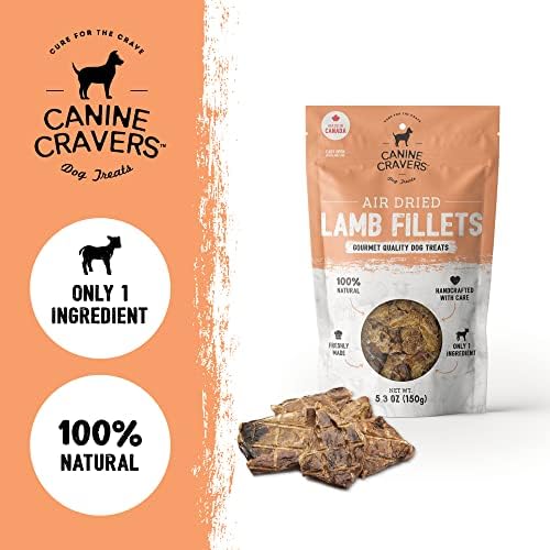 Canine Cravers Single Ingredient Dog Treats - Premium Lamb Fillets, 5.3oz