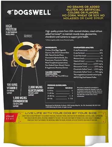 DOGSWELL Hip & Joint Grillers Dog Treats, Chicken, 12 oz. Pouch