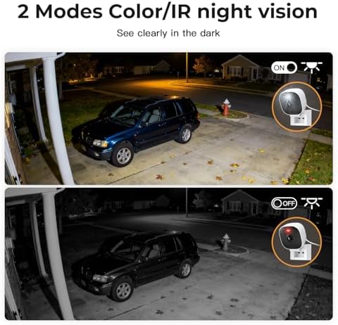 2K Cameras for Home Security Indoor/Outdoor,Inside Cameras for House/Baby/Elder/Pet,Wifi Camera,Plug&Play,Color Night Vision,2-Way Audio 24/7 Record,Support Cloud/Memory Card(Not Included),6.56ft Wire