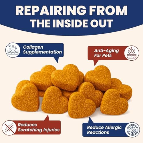 Pet Allergy Relief Chewable Tablets,500count Natural Collagen Drops Dual-Action Formula Joint Health Care with Colostrum Probiotics