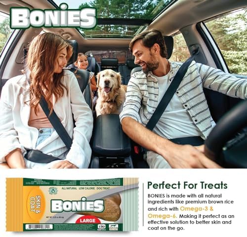 Bonies Natural Skin & Coat Formula Small-Sized Single Bone - Promote Silky Coat & Healthy Skin, Healthy Teeth & Fresh Breath, Low Calories - Chicken Flavor, Small Dogs, 15 Count