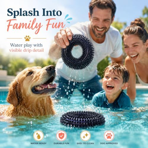 Squeaky Dog Toy, Floating Donut Ring, Large Dogs, Black