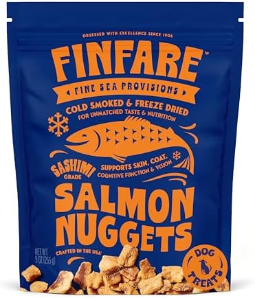 Finfare Freeze Dried Salmon Treats for Dogs, 9oz Nuggets