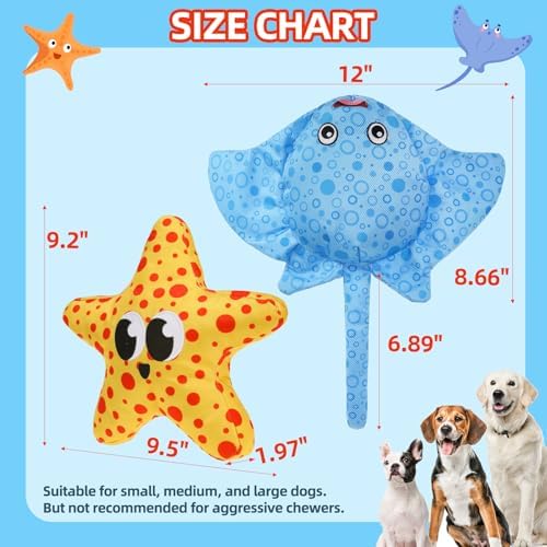 PUPTECK Floating Pool Toys for Dogs, 2-Pack, Starfish & Manta Ray