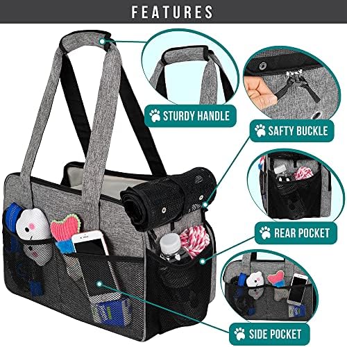 PetAmi Small Dog Purse Carrier, Airline Approved, Soft-Sided Tote, Gray