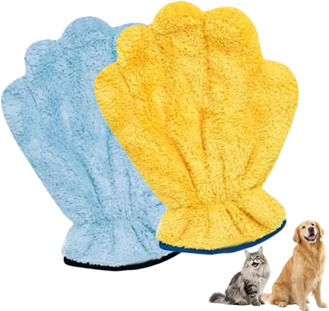 Microfiber Pet Drying Glove, 2-Pack, Blue