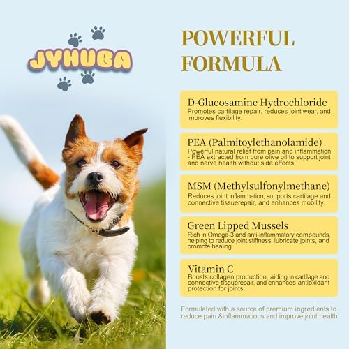 Pet Pain Relief for Dogs & Cats – Natural Joint Supplement with Pea, Glucosamine, MSM, Green Lipped Mussels – Promotes Mobility, Reduces Inflammation & Pain – Made in USA 2.5oz (72g)