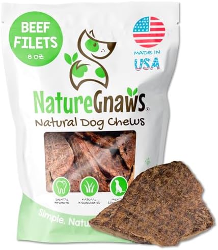 Nature Gnaws USA Beef Lung Filets for Dogs (8oz) - Single Ingredient Natural Dog Chew Treats – Made in USA - Rawhide Free