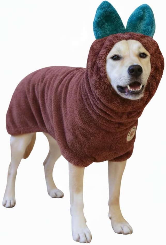DERPYCHAPPY Premium Dog Towel Robe & Dog Bathrobe for Drying Dogs Made in Korea | Super Absorbent Quick & Adjustable Microfiber Bath Towel for Cats & Puppy Robes After Bath | Soft Warm Coat (Fig,S)