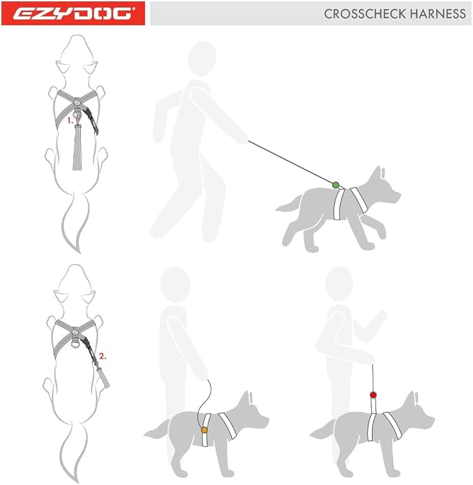 EzyDog Crosscheck, No Pull Side Martingale Training Dog Harness - XL, Blue | Escape Proof Harness for Dogs, Firmer Fit with Pulling, Silicone Neck Liner, Adjustable Fit for All Breeds, Dual D-rings