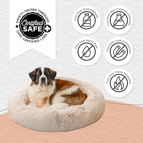 Best Friends by Sheri Original Calming Donut Dog Bed, Taupe, XL, 45"