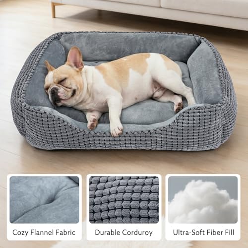 MIXJOY Calming Rectangle Dog & Cat Bed, Large, Grey