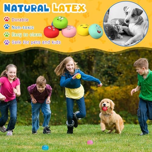 Hungdao 40 Pcs Squeaky Balls for Dogs Soft Rubber Dog Toys,Funny Face | Funny Face Expressions, Latex for Teething Relief, Interactive Fetch Training, Small Medium Breeds, Bulk Pack Value