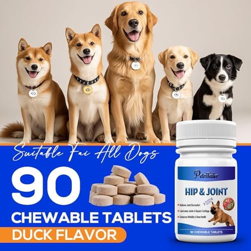 Dog Joint & Hip Support Supplement – Glucosamine, MSM & Chondroitin Tablets for Joint Pain Relief, Mobility & Cartilage Health, Duck Flavor, 90 Count