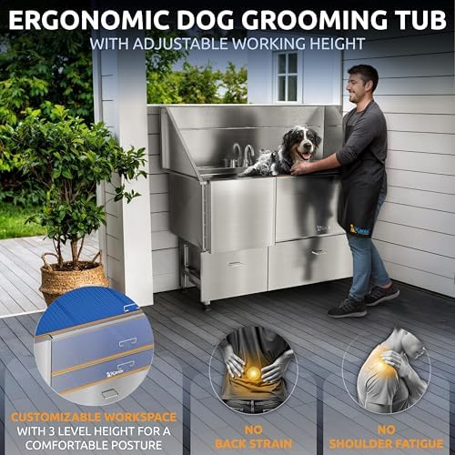 KANIS Professional Dog Washing Station 304 Stainless Steel Pet Wash Sink