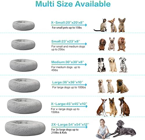 SAVFOX Calming Donut Dog Bed, 54", Light Grey