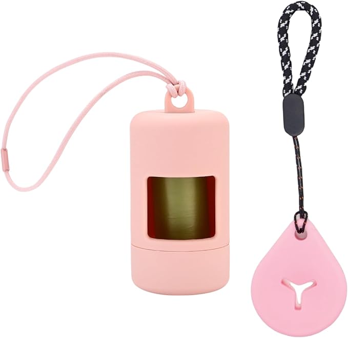 QMEAKMONY Dog Poop Bag Holder for Leashes Compact and Lightweight Poop Bag Dispenser Dog Waste Holder Easy Replacement and Cleaning (Pink)